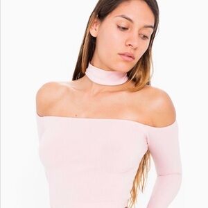 American Apparel Long-sleeve Crop Top with Collar